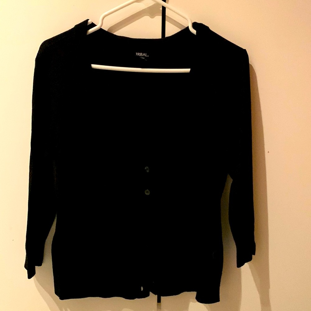 Tribal size medium black v-neck 3/4 sleeve cardi
